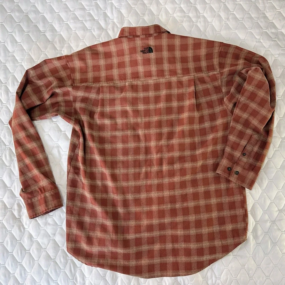The North Face Plaid Flannel Valley Twill shirt Burnt Orange Textured‎ XL
